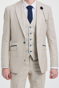 Traje de boda de 3 piezas para hombre color crema - Cavani Caridi