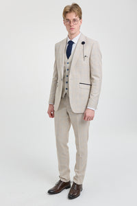 Traje de boda de 3 piezas para hombre color crema - Cavani Caridi