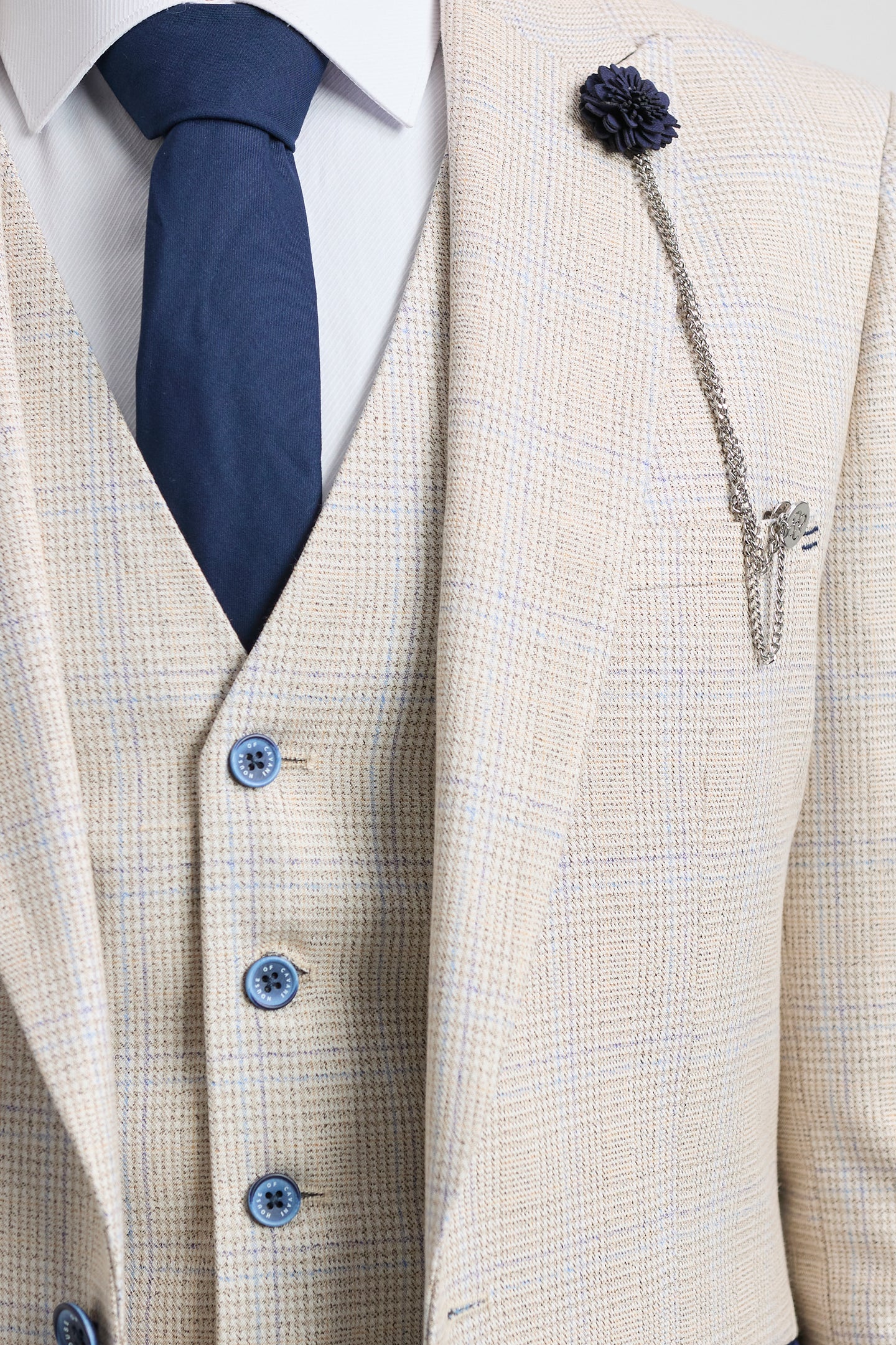 Traje de boda de 3 piezas para hombre color crema - Cavani Caridi