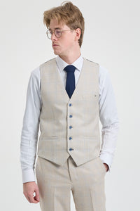 Traje de boda de 3 piezas para hombre color crema - Cavani Caridi