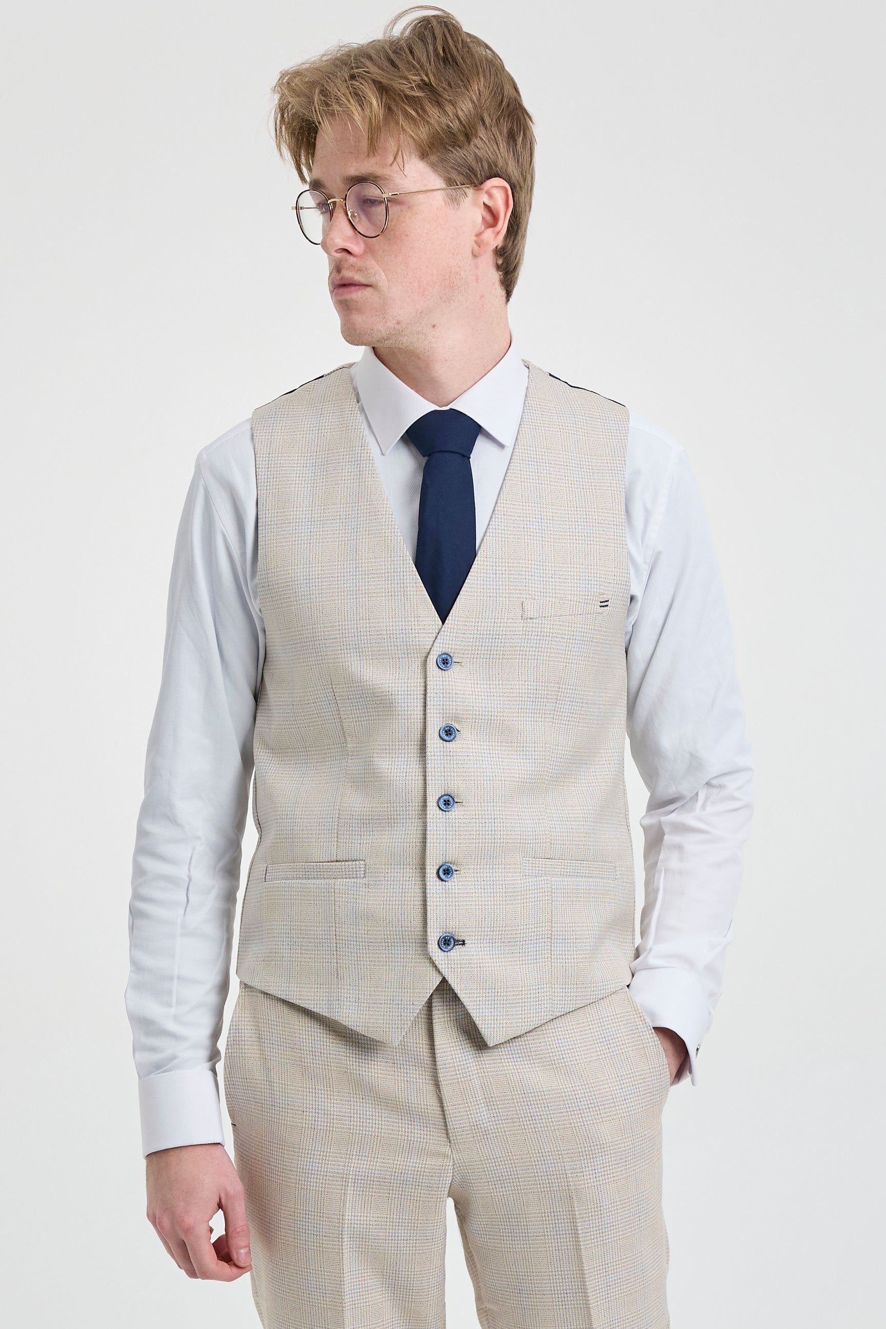 Traje de boda de 3 piezas para hombre color crema - Cavani Caridi