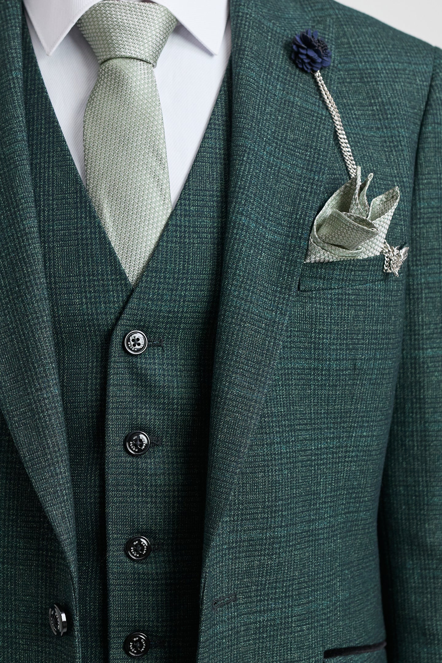 Traje de tres piezas a cuadros para hombre, tweed verde oliva, corte entallado, ideal para bodas, estilo Peaky Classic.