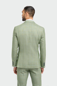 Caridi - Traje de tres piezas a cuadros verde salvia para hombre
