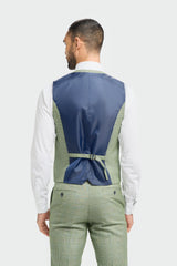 Caridi - Traje de tres piezas a cuadros verde salvia para hombre