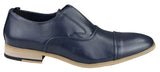 Zapatos de hombre sin cordones de cuero auténtico, elegantes y formales, en azul marino, marrón claro, ideales para bodas, fiestas de oficina o cualquier otra ocasión.