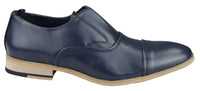 Zapatos de hombre sin cordones de cuero auténtico, elegantes y formales, en azul marino, marrón claro, ideales para bodas, fiestas de oficina o cualquier otra ocasión.