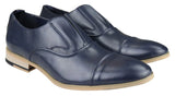 Zapatos de hombre sin cordones de cuero auténtico, elegantes y formales, en azul marino, marrón claro, ideales para bodas, fiestas de oficina o cualquier otra ocasión.