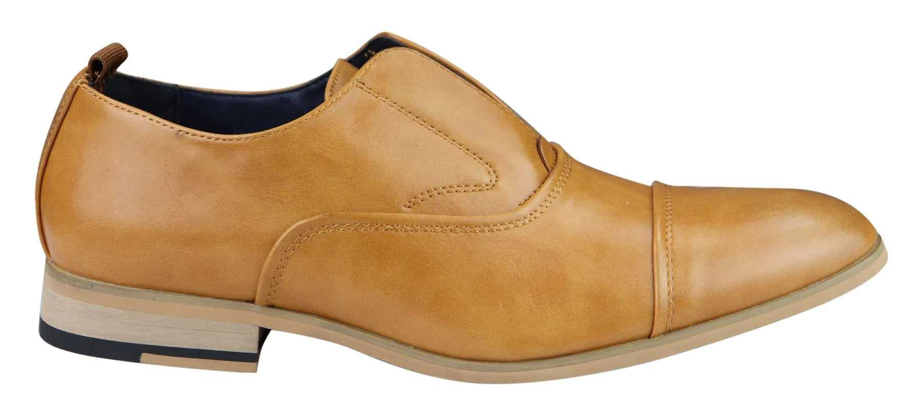 Zapatos de hombre sin cordones de cuero auténtico, elegantes y formales, en azul marino, marrón claro, ideales para bodas, fiestas de oficina o cualquier otra ocasión.