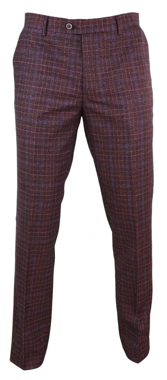 Pantalones de vestir vintage a cuadros color vino/granate para hombre - Cavani Carly