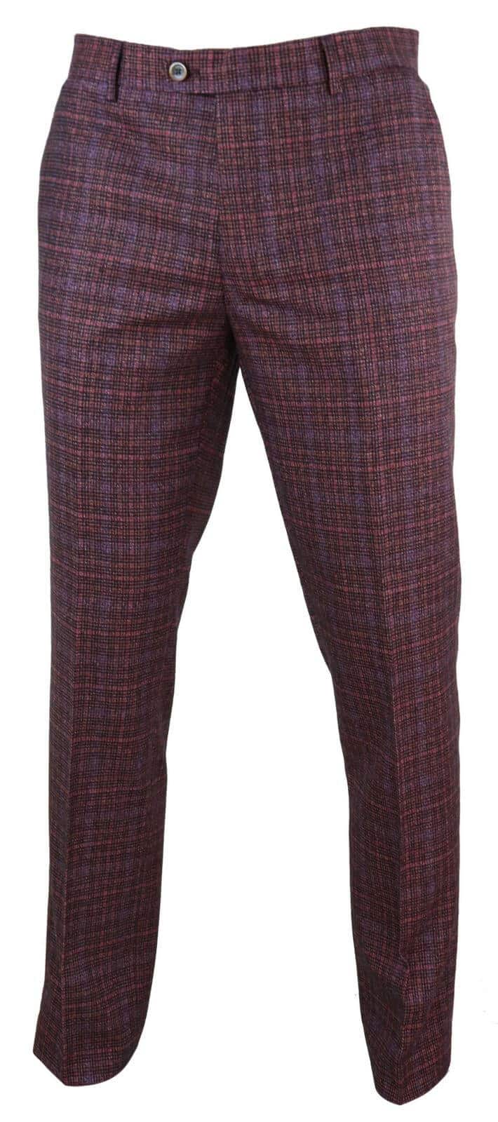 Pantalones de vestir vintage a cuadros color vino/granate para hombre - Cavani Carly