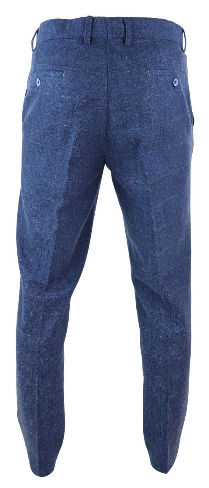 Pantalones de tweed a cuadros azules para hombre - Cavani Carnegi