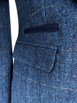 Blazer formal de tweed azul para mujer
