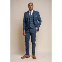 Carnegi - Blazer de tweed a cuadros azul marino para hombre