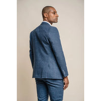 Carnegi - Blazer de tweed a cuadros azul marino para hombre