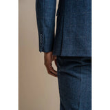 Carnegi - Blazer de tweed a cuadros azul marino para hombre