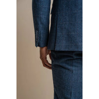 Carnegi - Blazer de tweed a cuadros azul marino para hombre