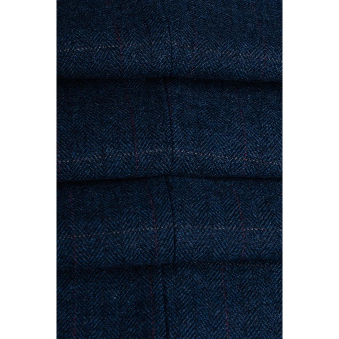 Carnegi - Blazer de tweed a cuadros azul marino para hombre