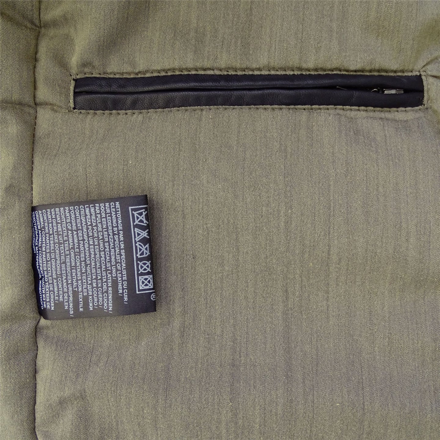 Chaqueta de motorista azul marino de cuero auténtico para hombre
