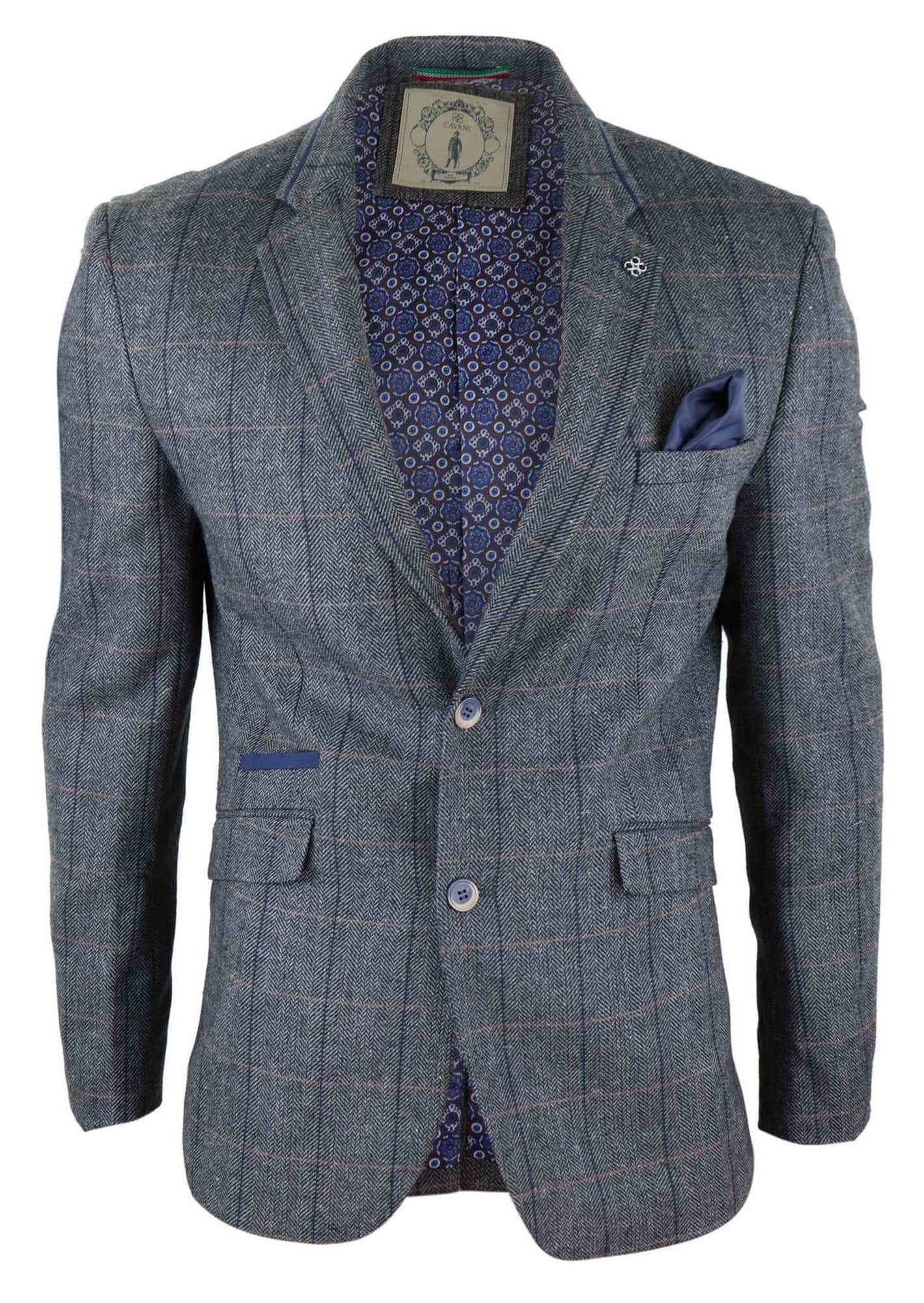 Blazer vintage de hombre con estampado de espiga - Cavani Albert-Carbón