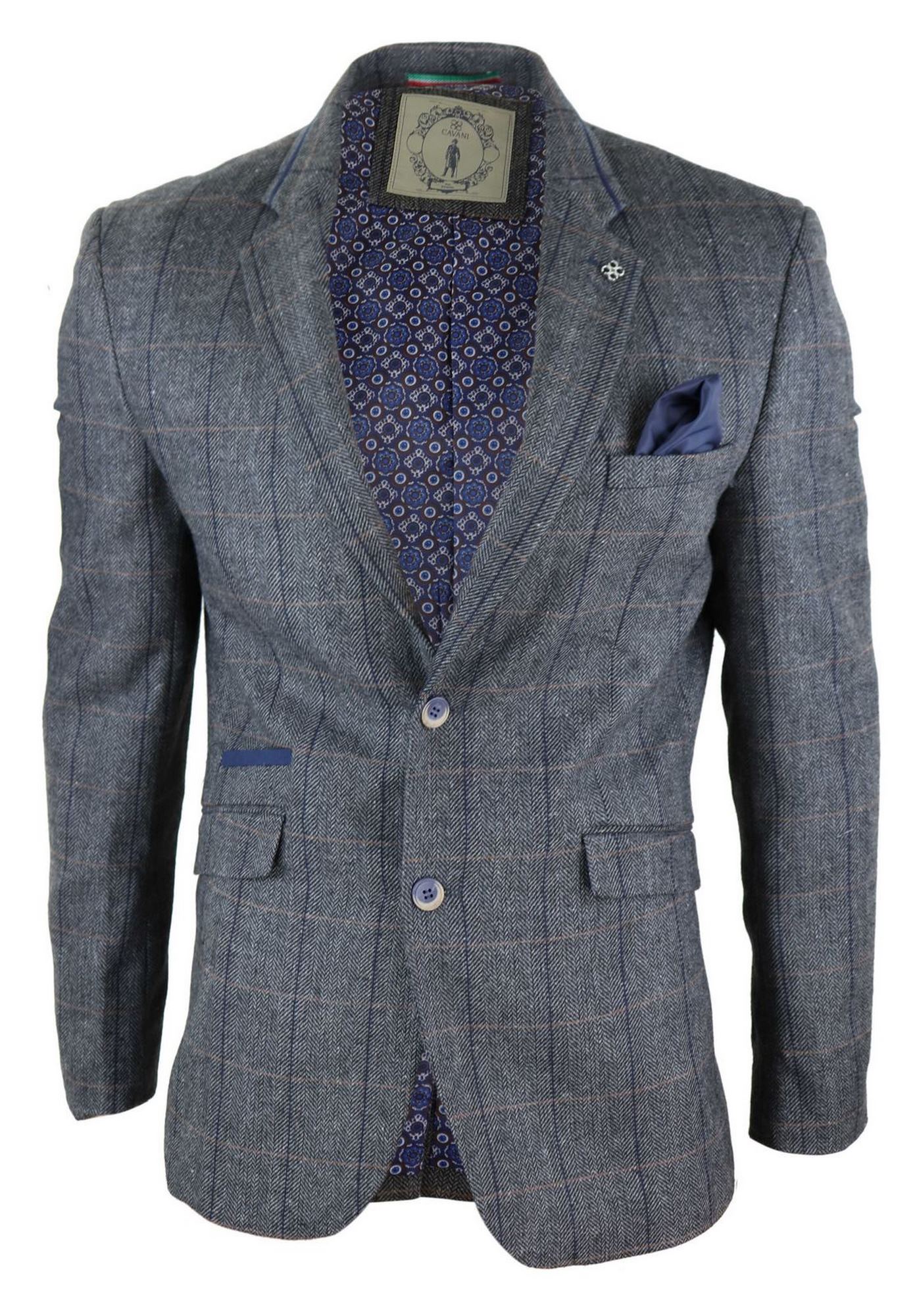 Blazer vintage de hombre con estampado de espiga - Cavani Albert-Carbón