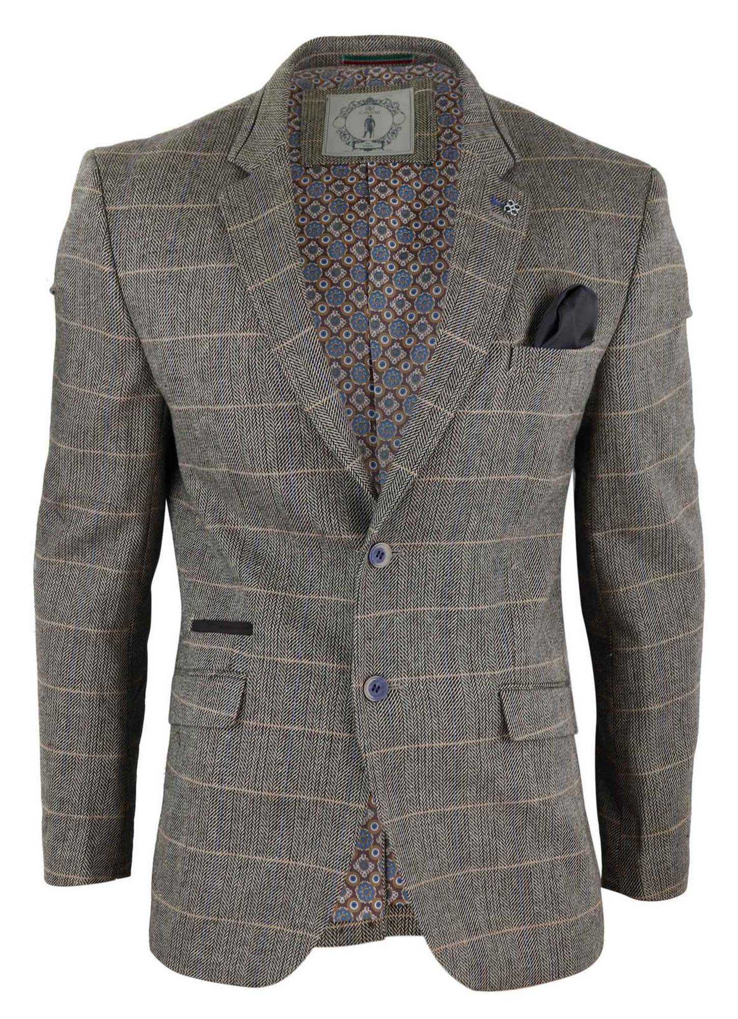Blazer vintage de hombre con estampado de espiga - Cavani Albert-Tan