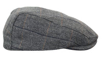Gorra plana de tweed para hombre Cavani Albert - Gorra plana estilo abuelo vintage de lana tweed con estampado de espiga - Marrón claro/Gris carbón