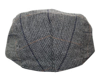 Gorra plana de tweed para hombre Cavani Albert - Gorra plana estilo abuelo vintage de lana tweed con estampado de espiga - Marrón claro/Gris carbón