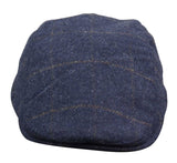 Gorra plana Cavani Kempson - Gorro de hombre de lana tweed a cuadros estilo abuelo vintage - Verde oliva/Azul marino