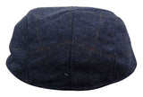 Gorra plana Cavani Kempson - Gorro de hombre de lana tweed a cuadros estilo abuelo vintage - Verde oliva/Azul marino