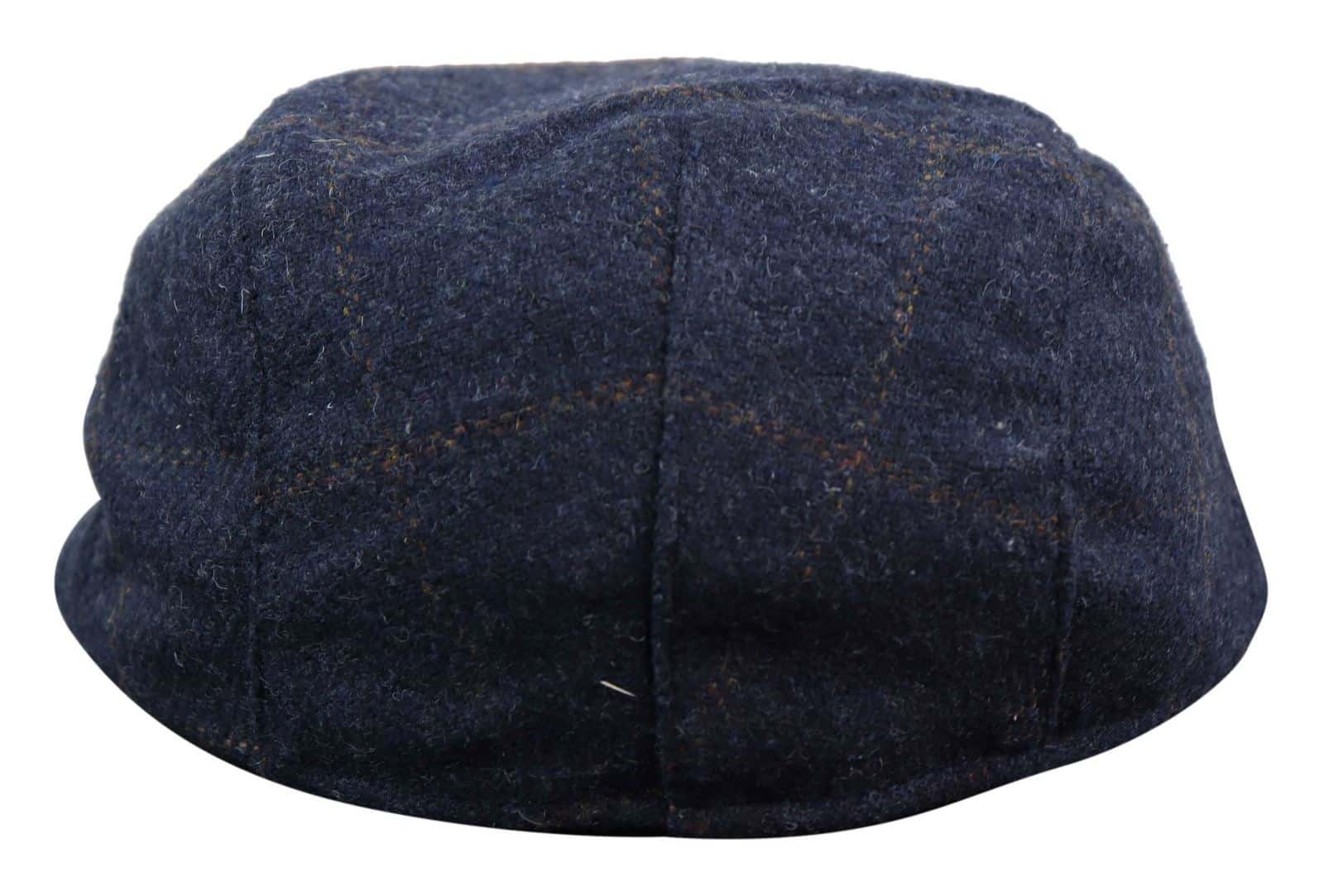 Gorra plana Cavani Kempson - Gorro de hombre de lana tweed a cuadros estilo abuelo vintage - Verde oliva/Azul marino