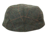Gorra plana Cavani Kempson - Gorro de hombre de lana tweed a cuadros estilo abuelo vintage - Verde oliva/Azul marino