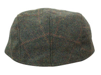 Gorra plana Cavani Kempson - Gorro de hombre de lana tweed a cuadros estilo abuelo vintage - Verde oliva/Azul marino