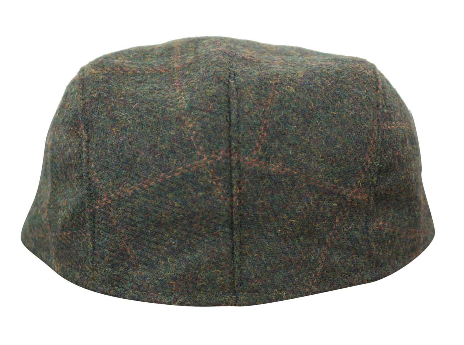 Gorra plana Cavani Kempson - Gorro de hombre de lana tweed a cuadros estilo abuelo vintage - Verde oliva/Azul marino
