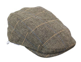 Gorra plana de tweed para hombre Cavani Albert - Gorra plana estilo abuelo vintage de lana tweed con estampado de espiga - Marrón claro/Gris carbón