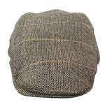 Gorra plana de tweed para hombre Cavani Albert - Gorra plana estilo abuelo vintage de lana tweed con estampado de espiga - Marrón claro/Gris carbón