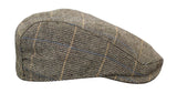 Gorra plana de tweed para hombre Cavani Albert - Gorra plana estilo abuelo vintage de lana tweed con estampado de espiga - Marrón claro/Gris carbón