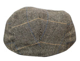 Gorra plana de tweed para hombre Cavani Albert - Gorra plana estilo abuelo vintage de lana tweed con estampado de espiga - Marrón claro/Gris carbón