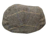 Gorra plana de tweed para hombre Cavani Albert - Gorra plana estilo abuelo vintage de lana tweed con estampado de espiga - Marrón claro/Gris carbón