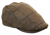 Gorra plana Cavani Kempson - Gorro de hombre de lana tweed a cuadros estilo abuelo vintage - Verde oliva/Azul marino
