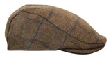 Gorra plana Cavani Kempson - Gorro de hombre de lana tweed a cuadros estilo abuelo vintage - Verde oliva/Azul marino
