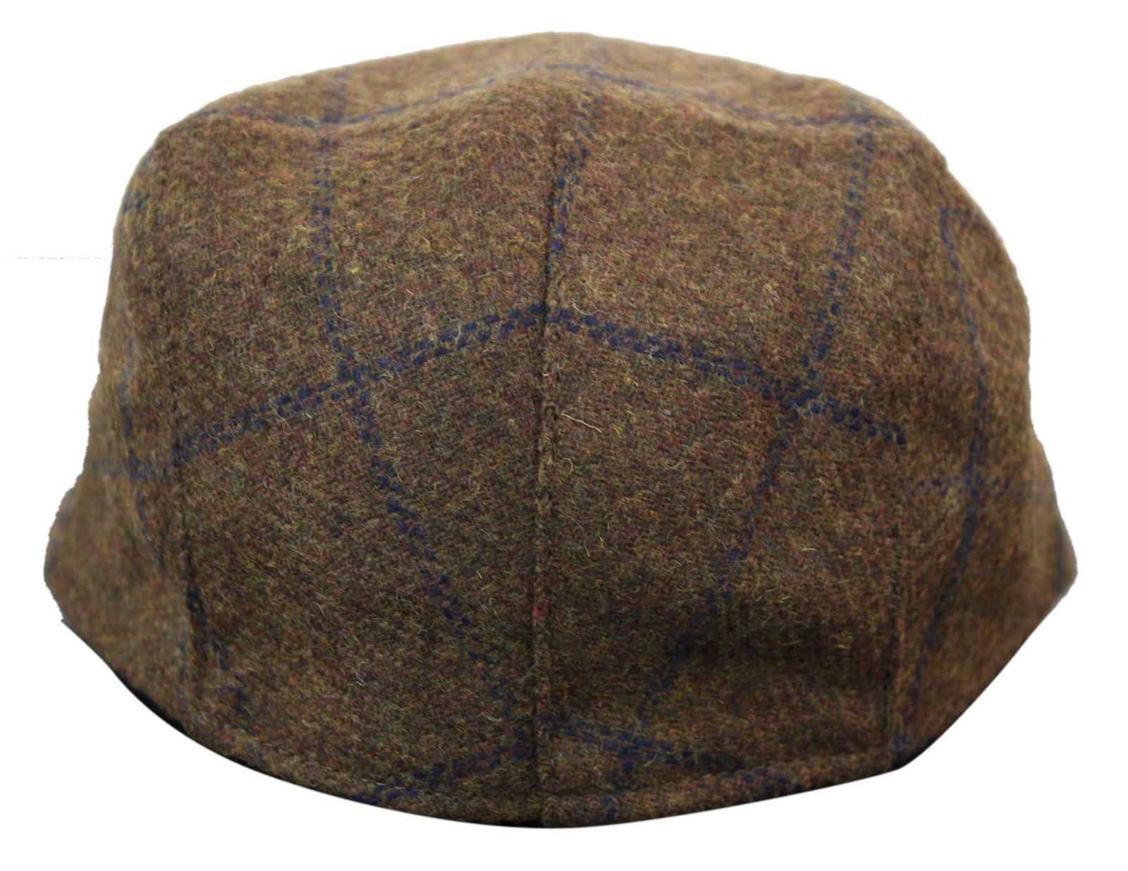 Gorra plana Cavani Kempson - Gorro de hombre de lana tweed a cuadros estilo abuelo vintage - Verde oliva/Azul marino