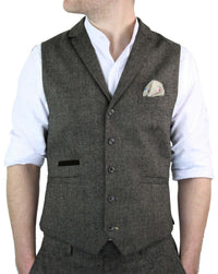 Cavani Martez - Abrigo de hombre de tweed con diseño de espiga - Color tostado
