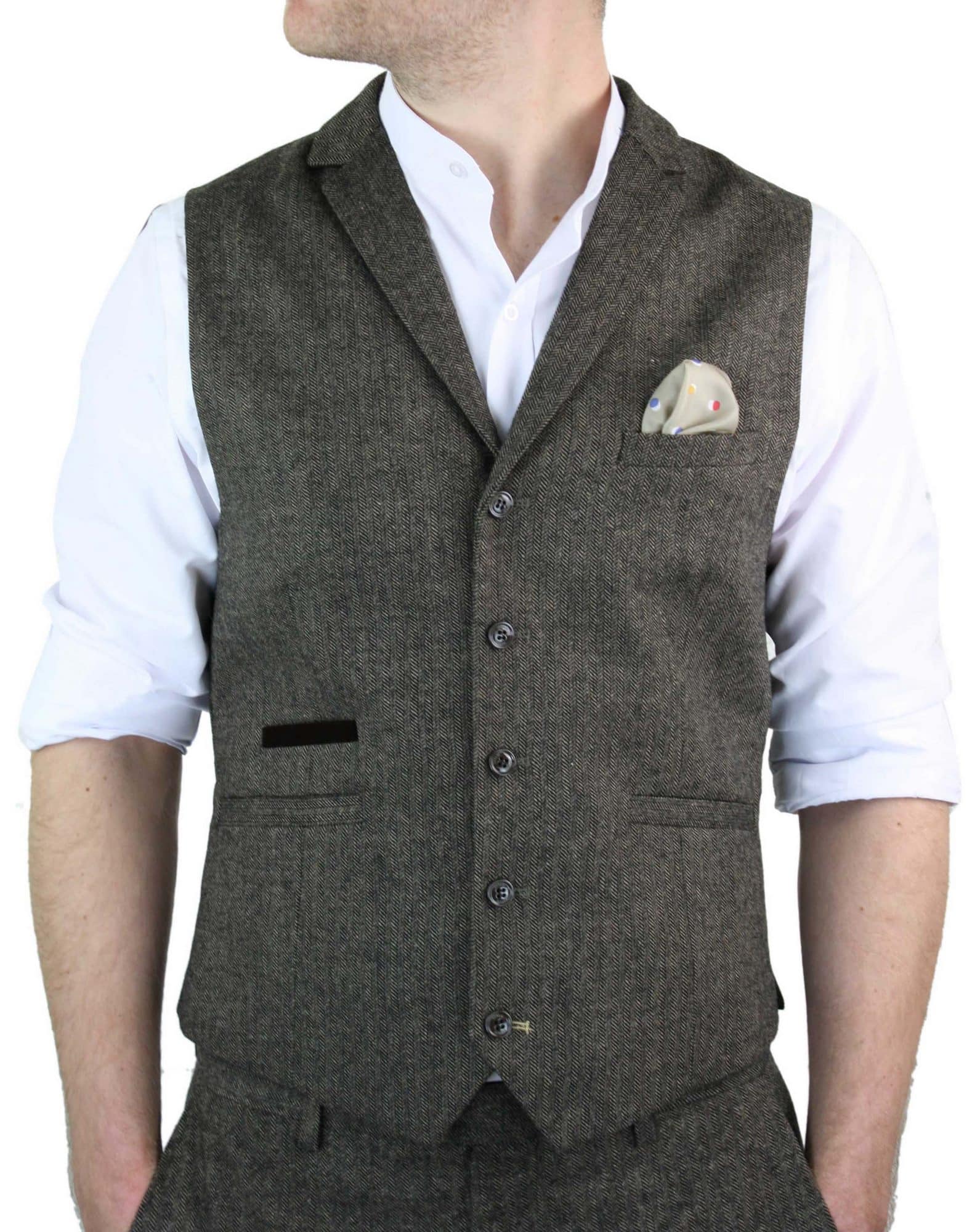 Cavani Martez - Abrigo de hombre de tweed con diseño de espiga - Color tostado