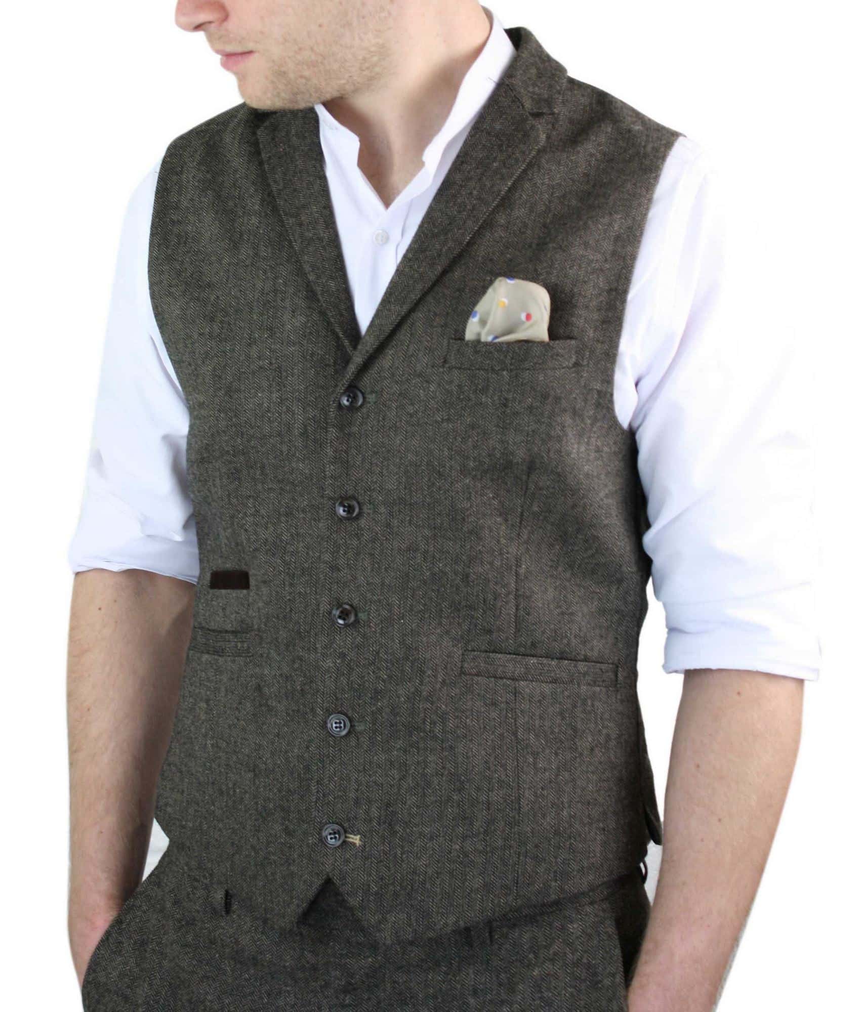 Cavani Martez - Abrigo de hombre de tweed con diseño de espiga - Color tostado