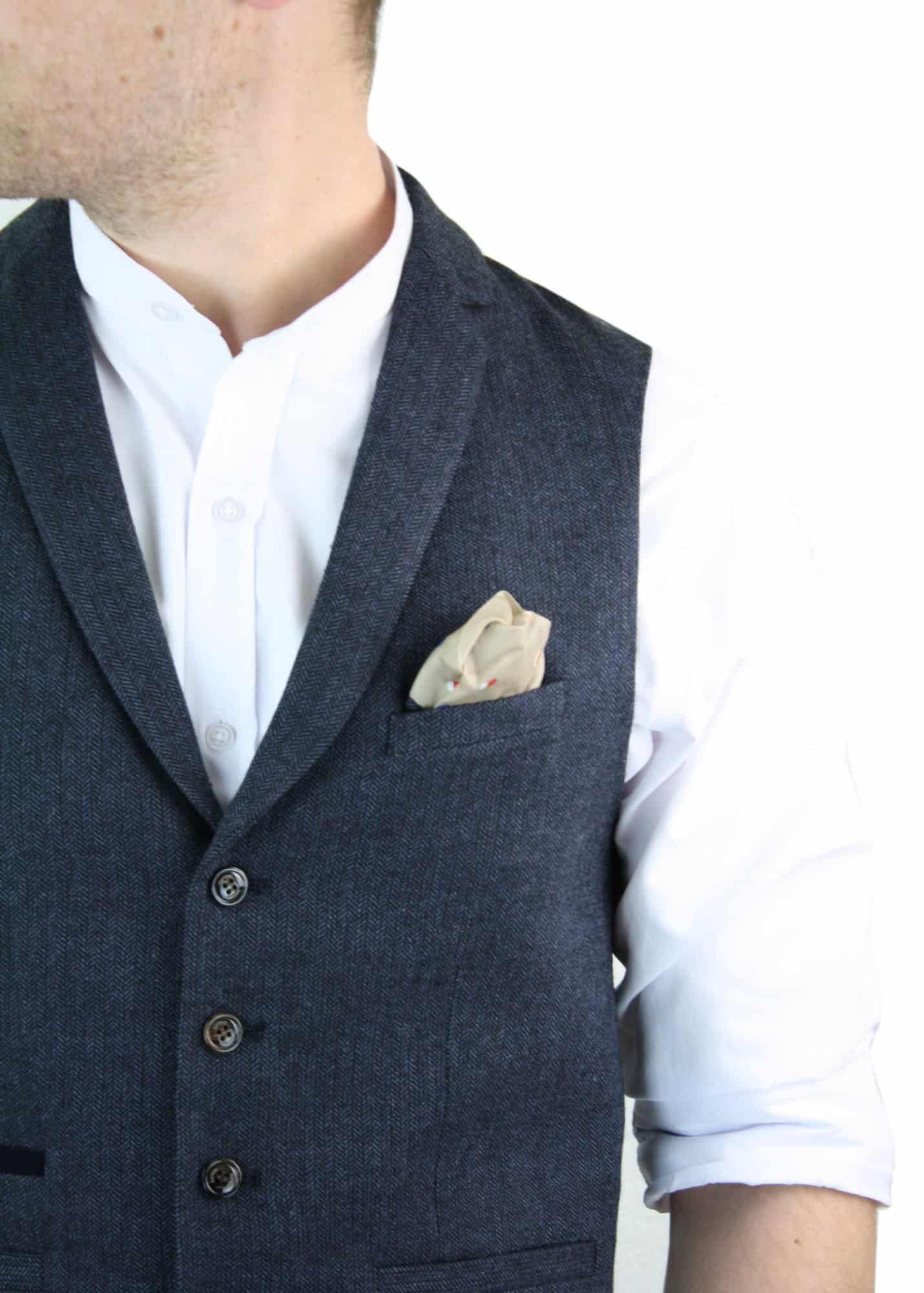 Cavani Martez - Bata de camarero de tweed con diseño de espiga para hombre
