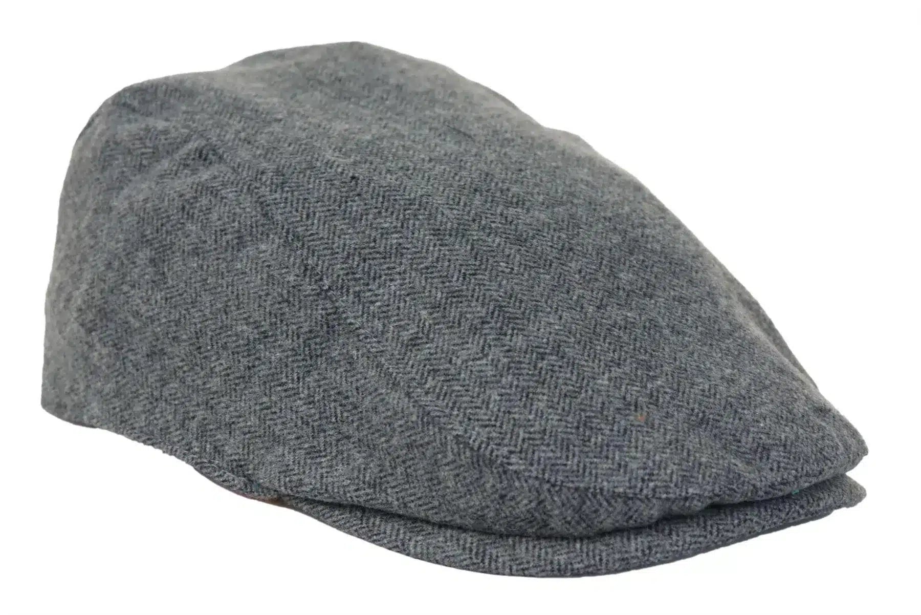 Gorra plana para hombre, estilo Baker Boy, 8 paneles, tweed, espiga gris, estilo vintage.