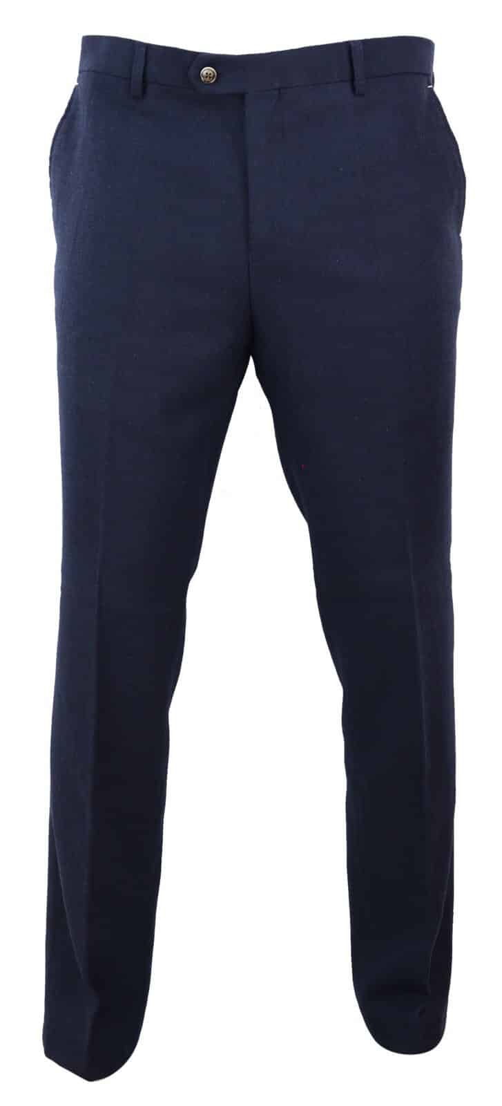 Pantalones de traje de tweed vintage para hombre - Azul marino
