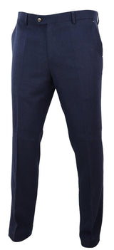 Pantalones de traje de tweed vintage para hombre - Azul marino