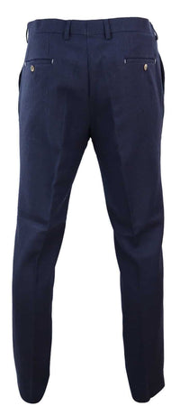 Pantalones de traje de tweed vintage para hombre - Azul marino
