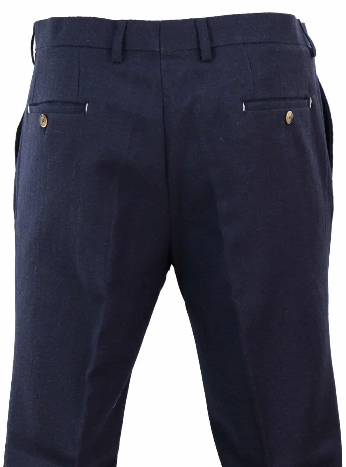 Pantalones de traje de tweed vintage para hombre - Azul marino